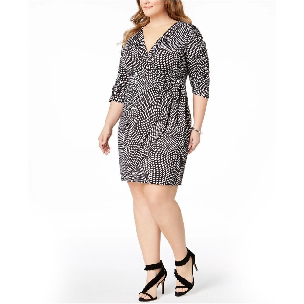 INC INTERNATIONAL CONCEPTS Women's Dotted Swirl Faux Wrap Dress - Size 3X - NWT